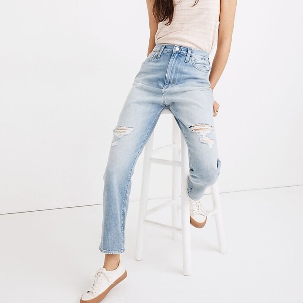 Madewell The Momjean in Gilford Wash Ripped Edition Size 26